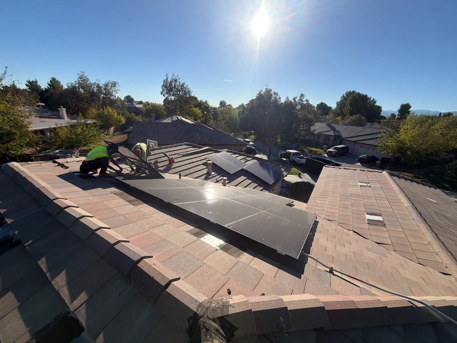 Tile relaid up to the array, with a panel back in place